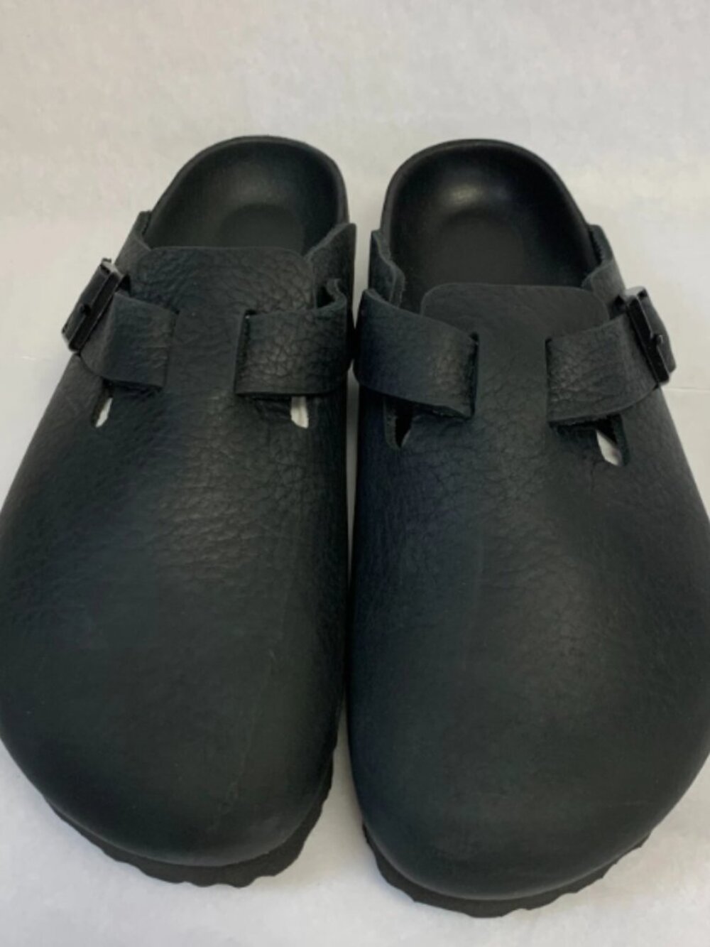 Birkenstock Boston Black Exquisite Leather Narrow Width Sandals